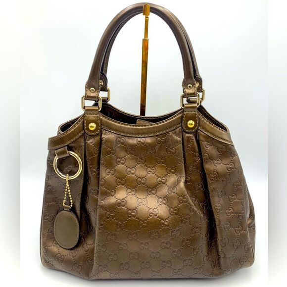 Auth GUCCI Guccisima Bronze Metallic Sukey Handbag Preloved Excellent Condition. - Picture 1 of 13